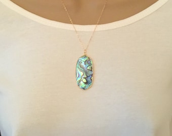 Abalone Shell Teardrop Pendant Choker Necklace for Women 2019 Boutique Jewelry