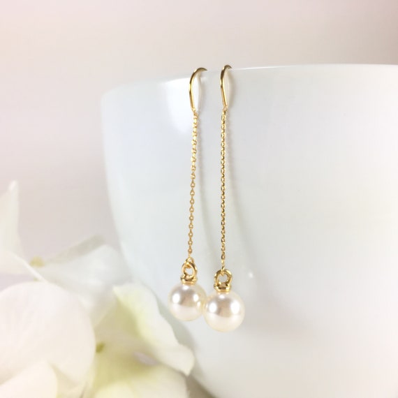 pearl string earrings