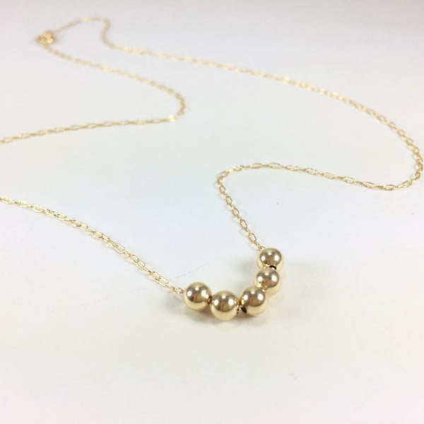 Dainty Gold Bead Necklace 14K Gold Fill Ball Necklace Sterling Silver Bead Necklace Small Gold Beads Necklace Delicate Chain Layer Necklace