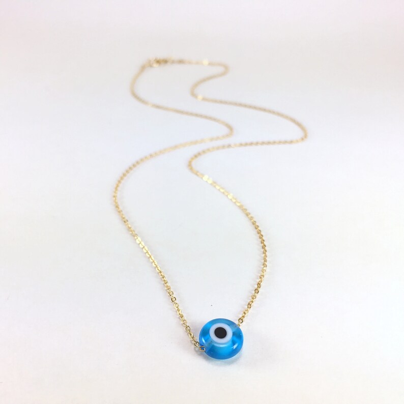 Tiny Evil Eye Necklace Evil Eye Charm Necklace Evil Eye Etsy