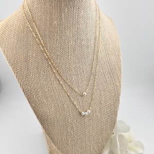 Dainty Pearl Necklace, Multi Strand Pearl Layer Necklace, Gemstone Necklace, Pearl Bead Necklace, 14k Gold Filled or Sterling, Pearl Jewelry