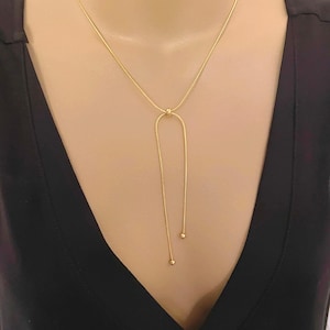 Bolo lariat-ketting, glijdende bolo-ketting, gouden of zilveren verstelbare ketting, minimalistische slangenketting