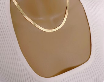 Gold Herringbone Chain Necklace, Thick Gold Snake Chain Necklace, Layering Necklace, Classic Chain Necklace