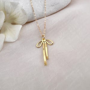 14K Ribbon Pendant Necklace With Gems, Real Yellow Gold 14K Ribbon Pendant Necklace With Gems, Real Yellow Gold