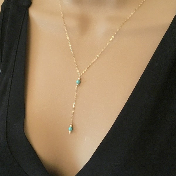 Gold Y Necklace Gold Necklace Lariat Necklace Dainty Gold Necklace for Women Turquoise Lariat Delicate Chain Drop Necklace Silver Lariat