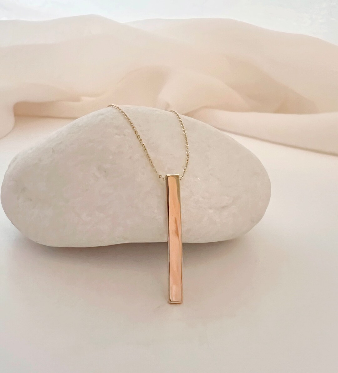 Gold Bar Necklace Vertical Bar Necklace Simple Bar Pendant Etsy