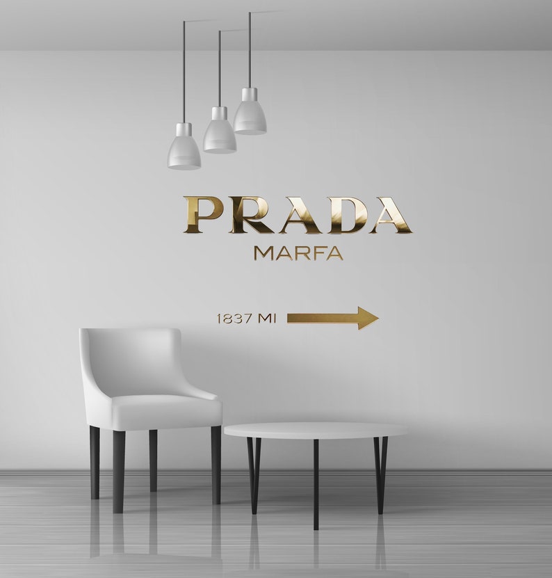 Prada Marfa gold wall decal sticker gold wall art modern Etsy