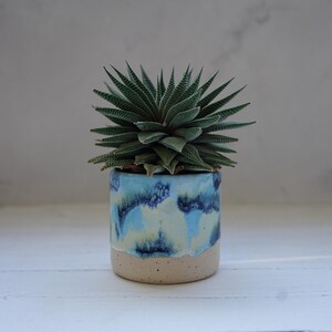 Handmade ceramic plant pot, indoor planter: blue planter