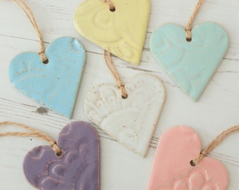 Heart decoration, Christmas decoration, door hanger, hanging heart, Christmas heart, handmade gift, housewarming gift, pottery decoration