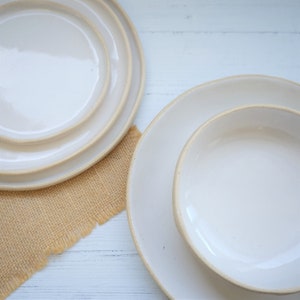 Handmade ceramic dinner plates, white pottery plate, white dinner plate, pasta bowl, white bowl, handmade plate, dinnerware, serving plate