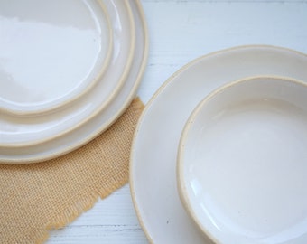 Handmade ceramic dinner plates, white pottery plate, white dinner plate, pasta bowl, white bowl, handmade plate, dinnerware, serving plate
