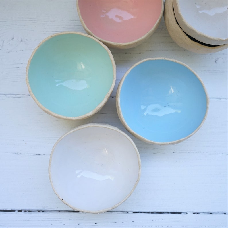 Handmade bowl, coloured bowl, ring dish, prep bowl, jewellery dish, tealight holder, pottery bowl, handmade gift, housewarming gift image 4