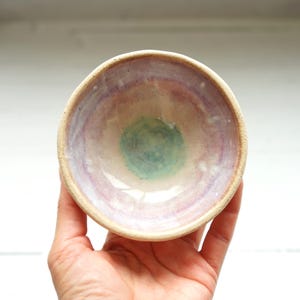 Handmade Ceramic Dipping Bowl: Pink Lavender Turquoise Glaze