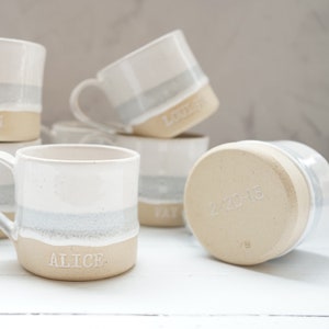 Mug en poterie fait main, mug blanc, cadeau de mariage, mug personnalisé image 4