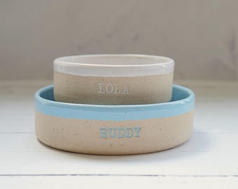 Handmade Personalized Ceramic Dog Bowl: Custom Pet Food & Water Bowl