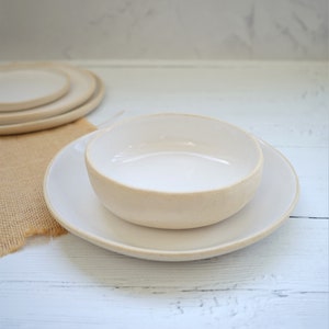 Hand Formed White Ceramic Bowl: Modern Dinnerware