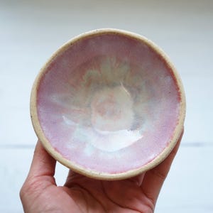 Handmade Ceramic Dipping Bowl: Pink Lavender Jewelry Dish