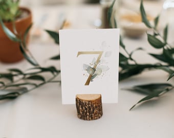 Greenery Table Numbers Printable, Table Cards with Floral Numbers Digital Download: Wedding Reception