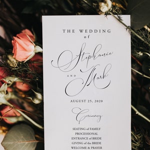 Programm-Printable Hochzeit. Programmvorlage Hochzeit. Druckbares Hochzeitsprogramm. Bearbeitbares Hochzeitsprogramm. Sofort Download. TEMPLETT S653