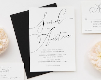 Wedding Invitation Suite Template Self-edit Printable Wedding Invitation Template Elegant Wedding invitation Download Edit TEMPLETT S653