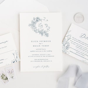 Monogram Invitation Template for Wedding Botanical Wedding Invitation Template download Elegant Floral Invitation suite Edit in Templett