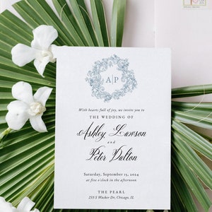 Monogram Wedding Invitation Template Printable Wedding Invitation Suite Elegant Script invite Download Edit with TEMPLETT