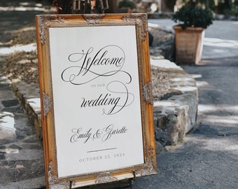 All Script Classic Welcome Sign,  Vertical Calligraphy Welcome Wedding Sign, Printable sign - Claire