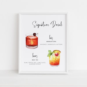 Wedding Printable Signature Cocktails Sign Editable Specialty Cocktails Template Printable Bar Menu Sign Template Signature Drinks Sign