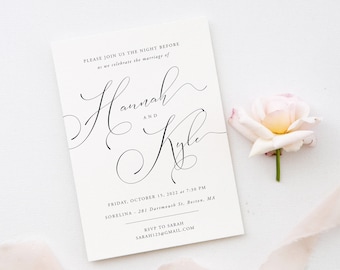 Rehearsal dinner invitation template Elegant Wedding Rehearsal invitation The Night Before Invitation Printable rehearsal invitation S653