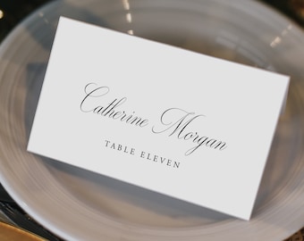 Elegant Wedding Place Card Template: Printable Seating Cards for Wedding Reception, Avery 5302 option (TEMPLETT) - ELEANOR