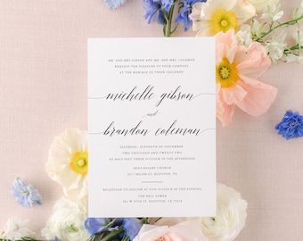 Modern Wedding Invitation Template Suite Download, Calligraphy Invitation for Wedding, Printable and Editable Template - Adeline