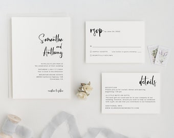 Modern Wedding invitation template Simple Printable Wedding Invitation Suite Wedding Invitation Set Editable Wedding Invitation Set.