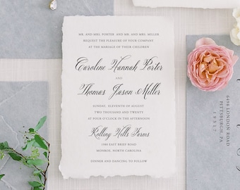 Calligraphy Wedding Invitation Set: Elegant Minimalist Printable (Template)