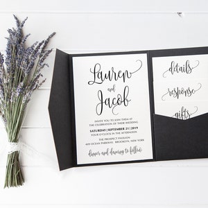 Pocket Invitation Template - Printable Pocket Invitation - Calligraphy invitation - Printable pocket invite