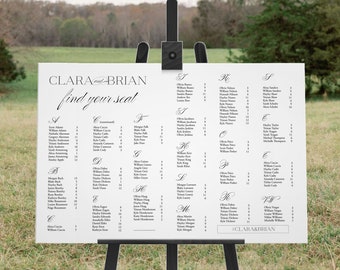 Alphabetized Seating Chart Template for wedding Classic Find your Seat sign Elegant Wedding Seating Plan Reception Sign Template, Download