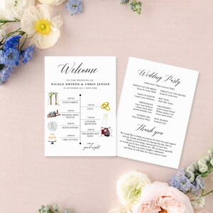 Watercolor Wedding Timeline Modern Script Wedding Day Timeline Template Wedding Order of Events - Adeline