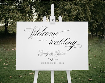 Elegant Welcome Wedding Sign Template Modern Welcome to our Wedding Template Welcome Wedding Sign Wedding poster Edit with TEMPLETT