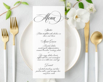 All Script Delicate Printable Wedding Menu. Wedding Menu Template. Printable Menu. Menu Template. Editable Menu. Edit with TEMPLETT - CLAIRE