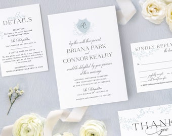 Wedding Invitation Suite Template Self-edit Printable Monogram Invitation Template Elegant Wedding invitation Download Edit with TEMPLETT