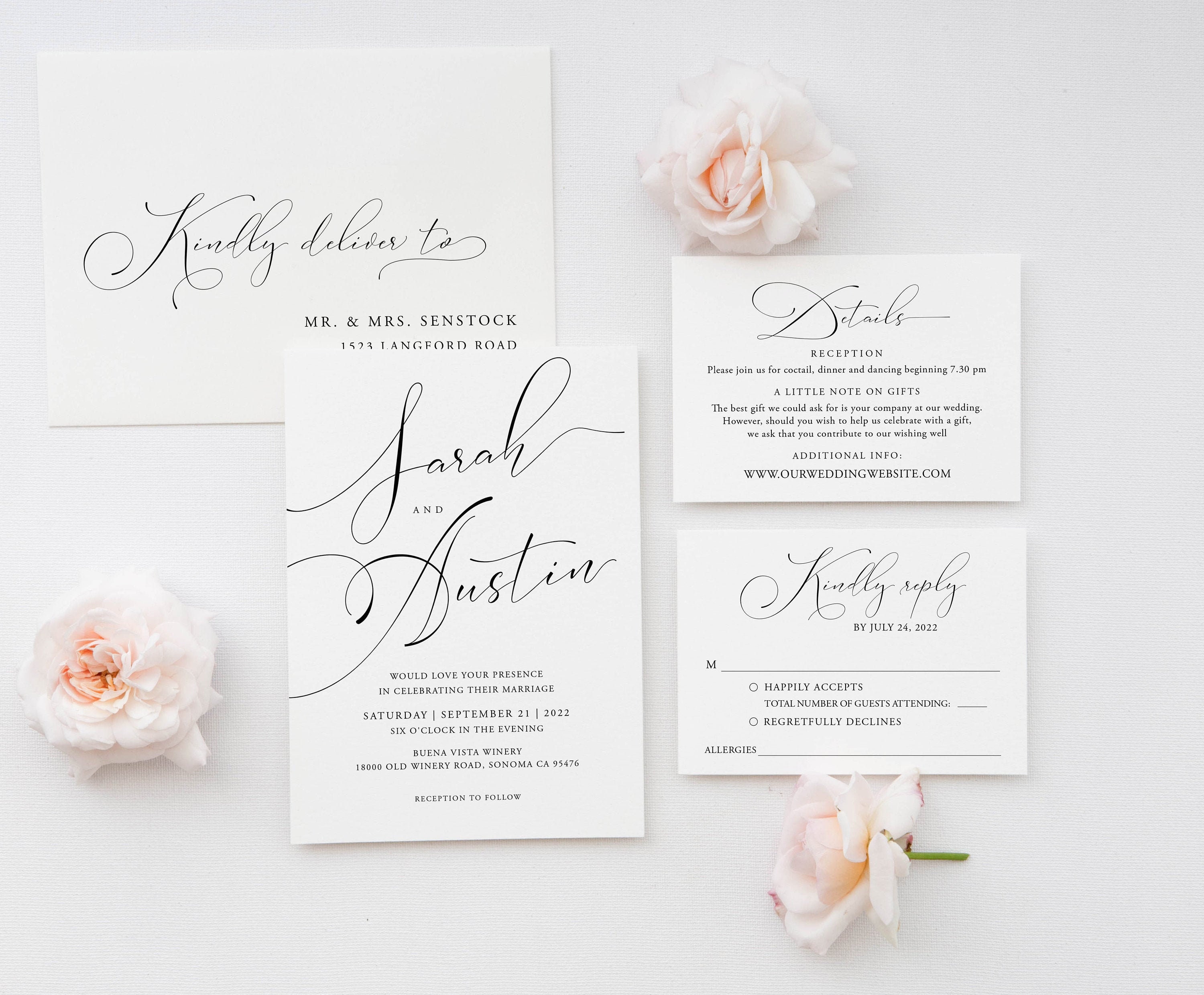 Wedding Invitation Suite Template Self-edit Printable Wedding - Etsy