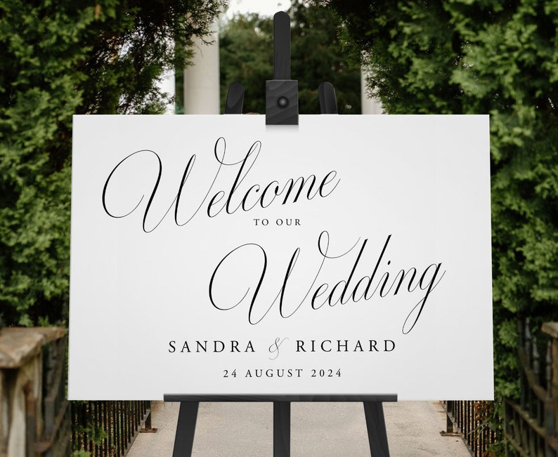 Elegant Wedding Welcome Sign Template: Ceremony or Reception Sign for Elegant Wedding Welcome Sign Template: Ceremony or Reception Sign for
