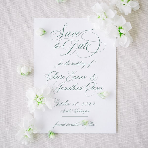All Script Delicate Wedding Save-the-date Invitation Template Wedding Announcement Printable Save The Date Card Save The Day Invites Claire