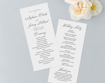 Modern Calligraphy Wedding Program Template Script Program Template Wedding Catholic Order of Events Instant Download Edit in TEMPLETT