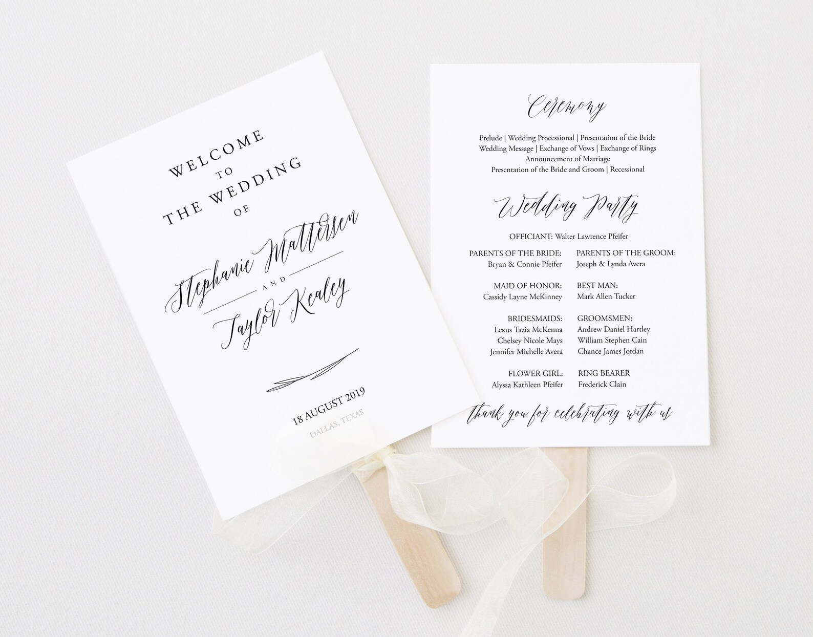 Fan Program Template. Wedding Fan Program Template. Etsy