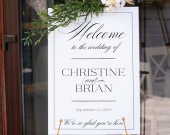 Elegant Welcome Wedding Sign,  Classic Welcome to our Wedding Template Vertical Wedding poster Edit with TEMPLETT- Christine