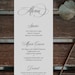 Printable Wedding Menu. Wedding Menu Template. Printable Menu. Menu ...