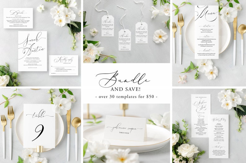 Wedding Invitation Suite Template Self-edit Printable Wedding Invitation Template Elegant Wedding invitation Download Edit with TEMPLETT image 10