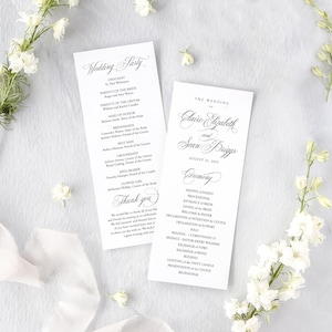 Delicate Script Wedding Program template, Printable Wedding Program. Editable Wedding Program. Edit in TEMPLETT Claire S1 S2