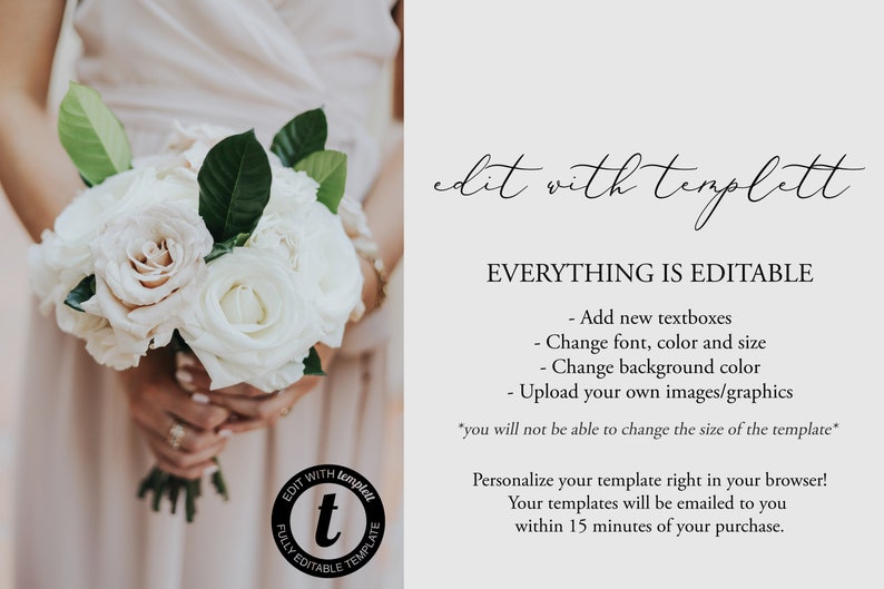 Wedding Invitation Suite Template Self-edit Printable Wedding Invitation Template Elegant Wedding invitation Download Edit with TEMPLETT image 9