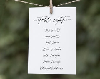 Wedding Table Cards Template Elegant Seating Chart Modern Table Cards Wedding Seating Plan Reception Wedding Table Numbers Seating Card